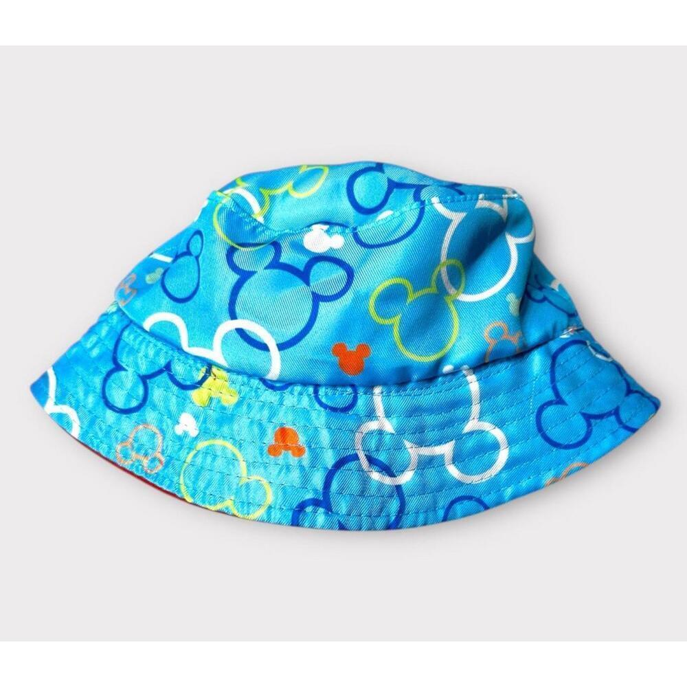 Disney Mickey Mouse Kids Bucket Hat Red Reversable Light Blue Lining Embroidered - Picture 5 of 9